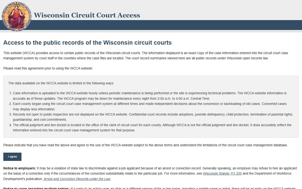 Wisconsin WCCA Columbia County court records after jail arrest case lookup